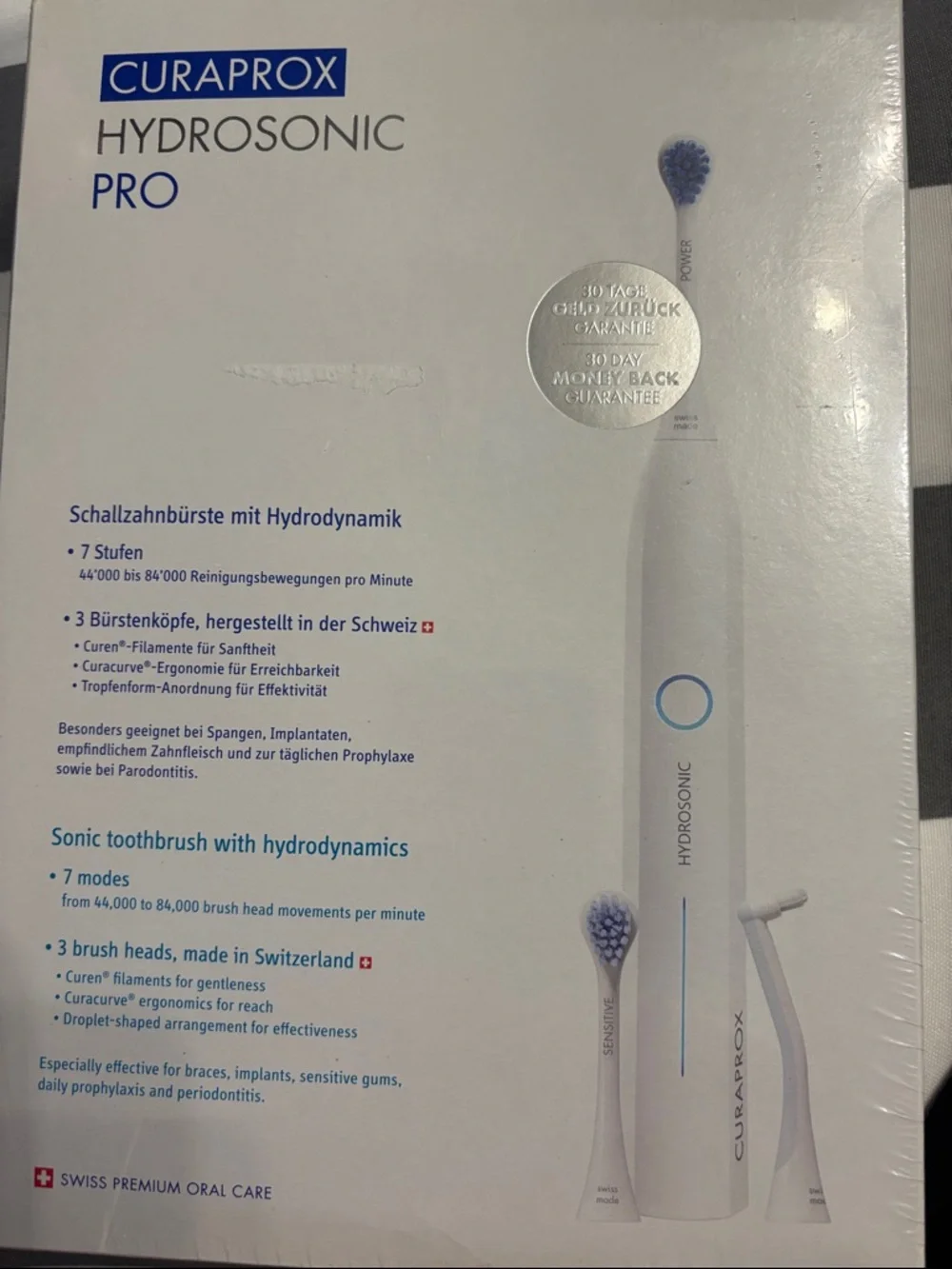 Curaprox Hydrosonic Pro Electric Toothbrush - White with Blue Accents - Picture 1 of 2